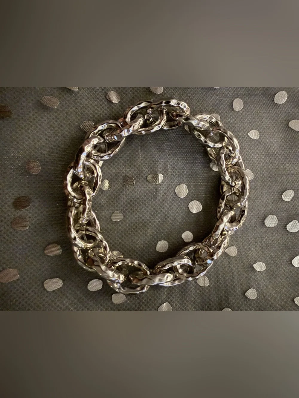 Lane Bryant Polished Silver-Tone Link Stretch Bracelet